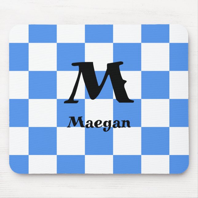 Blue Checkered Pattern Background Mousepad (Front)