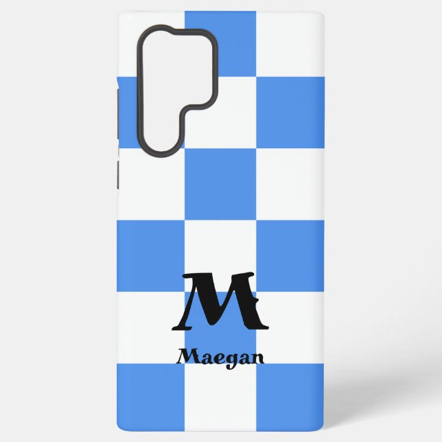 Blue Checkered Pattern Background Samsung Galaxy Case (Back)