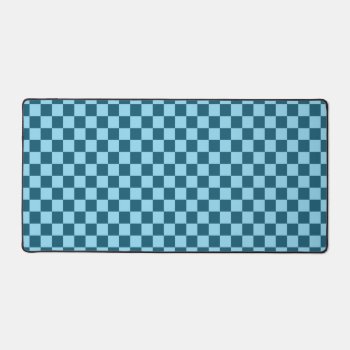 Blue Checkered Pattern Desk Mat by FantasyCases at Zazzle