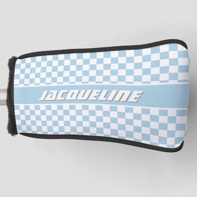 Blue Checkered Pattern Golf Head Cover (Front)