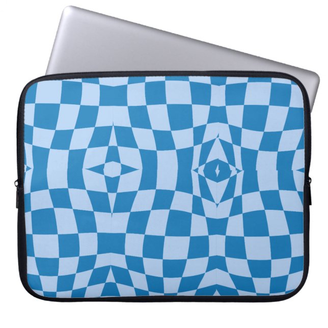 Blue Checkered Pattern  Laptop Sleeve (Front)
