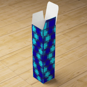 Blue Checkered Pattern, Wine Gift Box