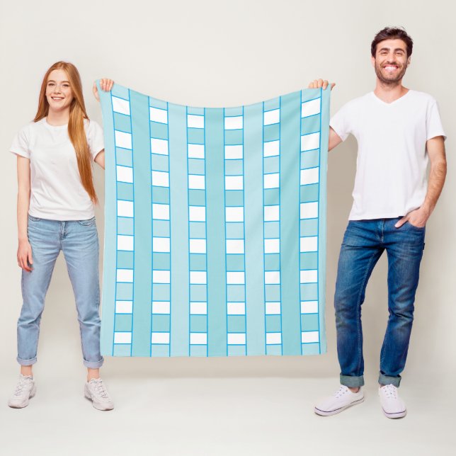 Blue Checkered Plaid Pattern Fleece Blanket (In Situ)