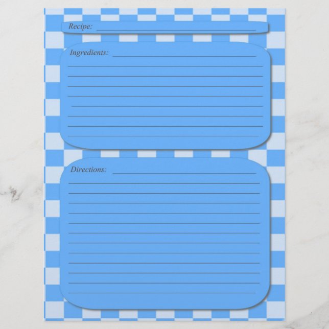 Blue checkered recipe page (Front)