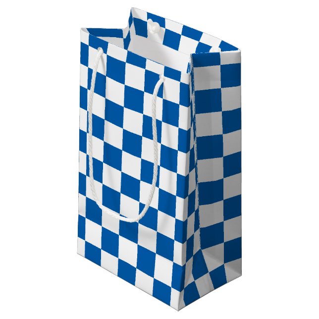 Blue Checkered Small Gift Bag (Front Angled)