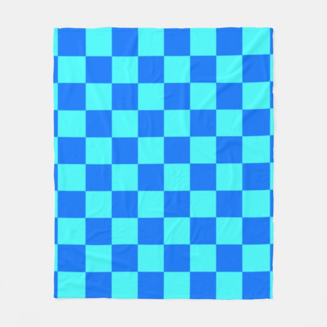 Blue Checkered Square Pattern  Fleece Blanket (Front)