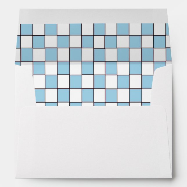 Blue checkered tablecloth Baby Q BBQ pattern Envelope (Back (Bottom))