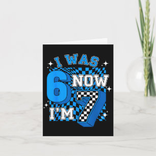 Blue checkered was 6 7 funny 67 birthday boy card