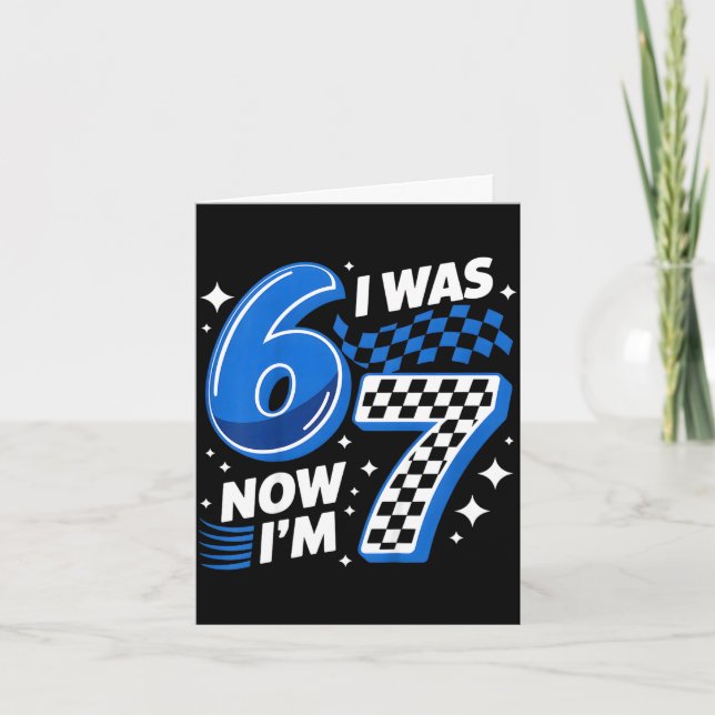 Blue checkered was 6 7 funny 67 birthday boys card (Front)