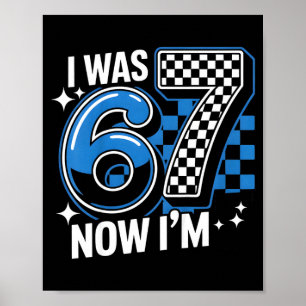 Blue checkered was 6 7 funny 67 birthday boys poster