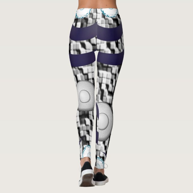 blue checkered white leggings teenager (Back)