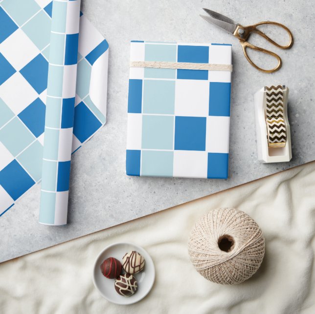 Blue Checkered Wrapping Paper (Crafts)