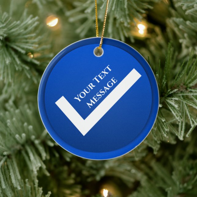 Blue Checkmark Symbol Christmas Ceramic Ornament (Tree)
