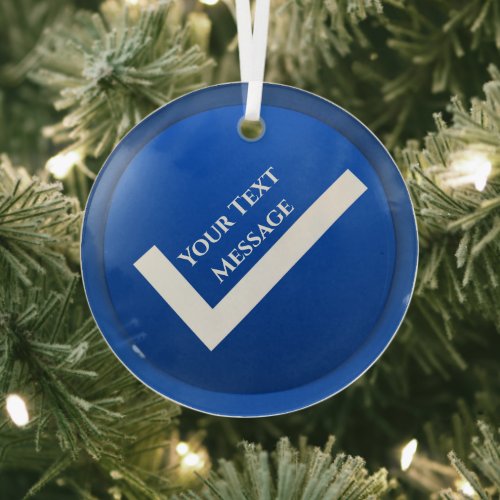 Blue Checkmark Symbol Christmas Glass Ornament