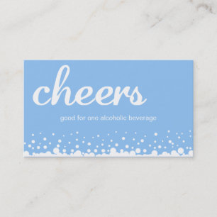 Blue cheer bubble wedding custom bar drink ticket