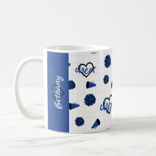 Blue Cheer Hearts, Pom Poms, Megaphone Pattern Coffee Mug