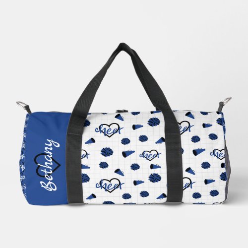 Blue Cheer Hearts Pom Poms Megaphone Pattern Duffle Bag