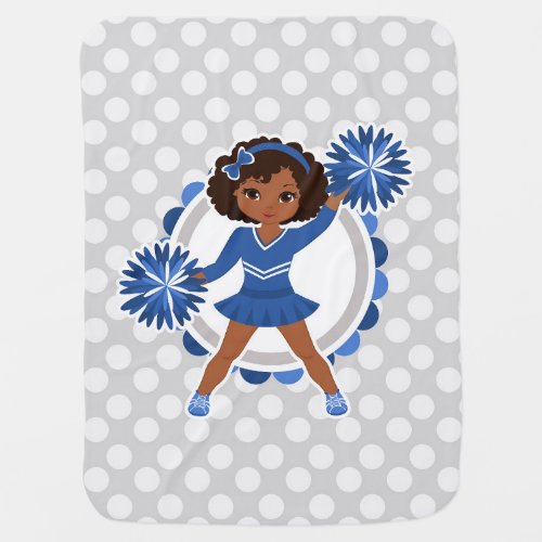 Blue Cheerleader African American  _ Cute Cheer Baby Blanket