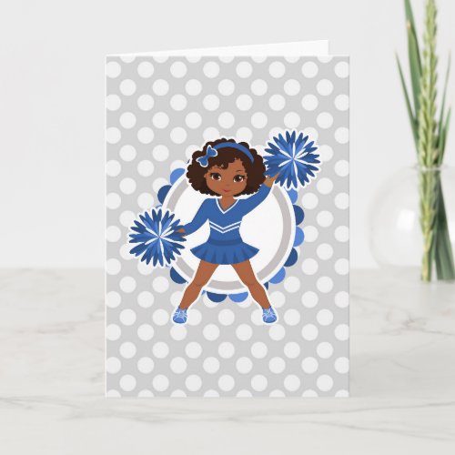 Blue Cheerleader African American  _ Cute Cheer Card