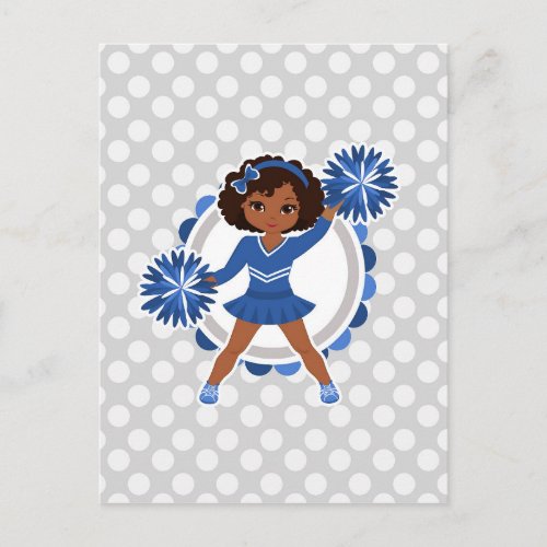 Blue Cheerleader African American  _ Cute Cheer Postcard