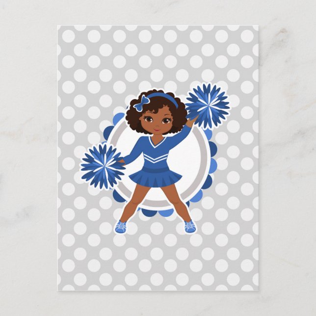 Blue Cheerleader African American  - Cute Cheer Postcard (Front)