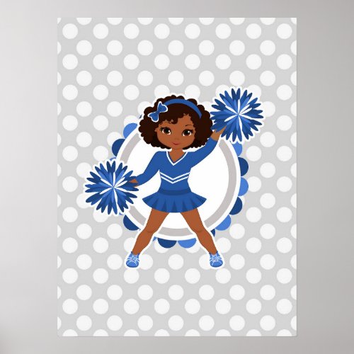 Blue Cheerleader African American  _ Cute Cheer Poster