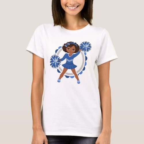 Blue Cheerleader African American  _ Cute Cheer T_Shirt