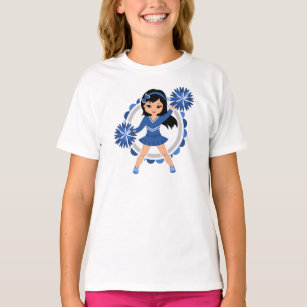Blue Cheerleader Black Hair - Cute Cheer T-Shirt