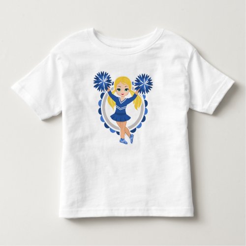 Blue Cheerleader Blonde _ Cute Cheer Toddler T_shirt