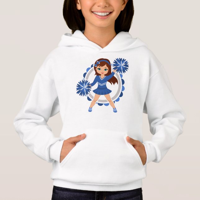 Blue Cheerleader Brunette - Cute Cheer Hoodie (Front)