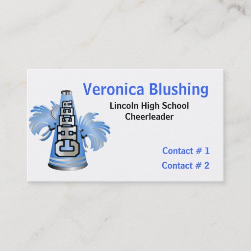 Customizable Blue Cheerleader Business / Calling Card Business Card Template