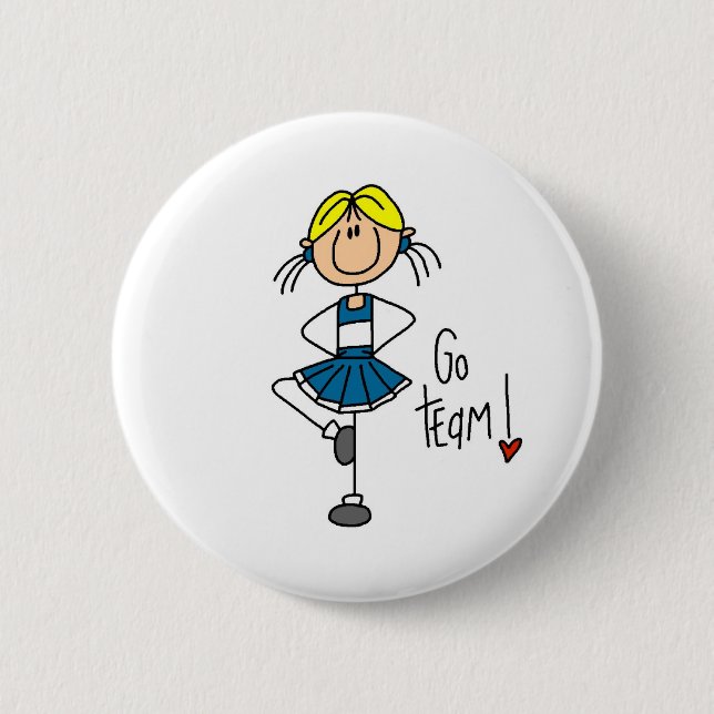 Blue Cheerleader Button (Front)