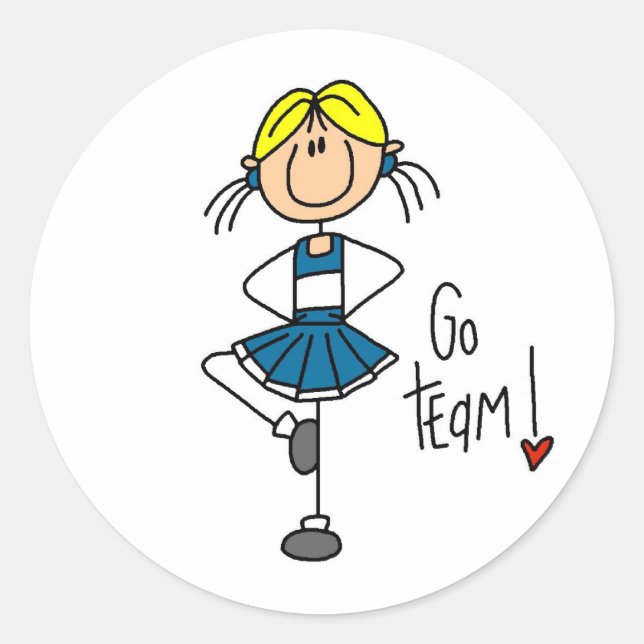 Blue Cheerleader Classic Round Sticker (Front)