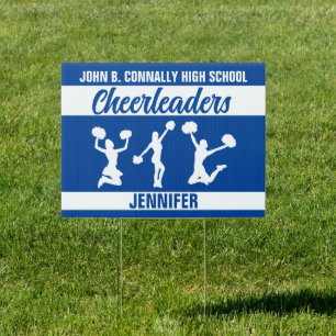 Blue Cheerleader Custom High School Yard Sign
