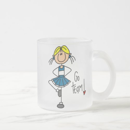 Blue Cheerleader Frosted Glass Coffee Mug