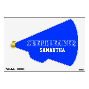 Blue Cheerleader Megaphone Wall Sticker