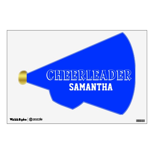 Blue Cheerleader Megaphone Wall Sticker (Front)