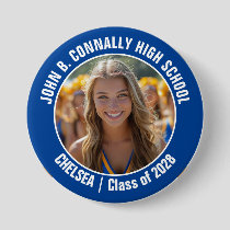 Blue Cheerleader Photo High School Spirit Button