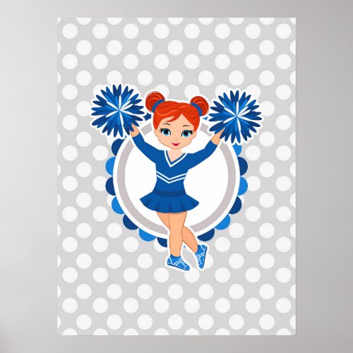 Blue Cheerleader Redhead _ Cute Cheer Poster