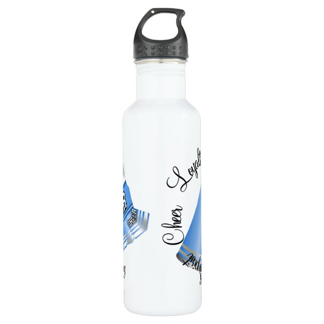 Blue Cheerleader Stainless Steel Water Bottle (Front)