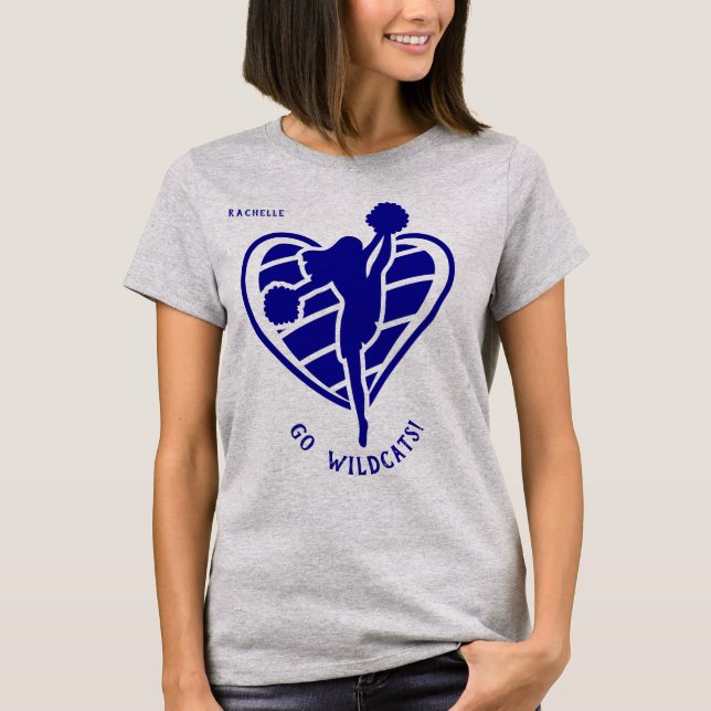 Blue Cheerleader Team Name T-Shirt (Front)