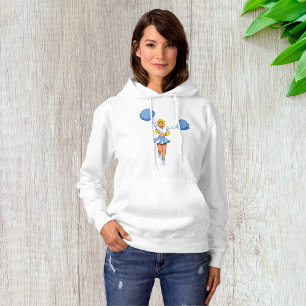 Blue Cheerleader with Pom Poms Cheer Squad Hoodie