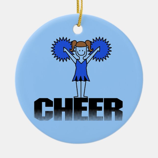 Blue Cheerleading T-shirts and Gifts Ceramic Ornament (Front)