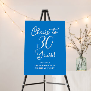Blue Cheers to 30 Years 30th Birthday Welcome Sign
