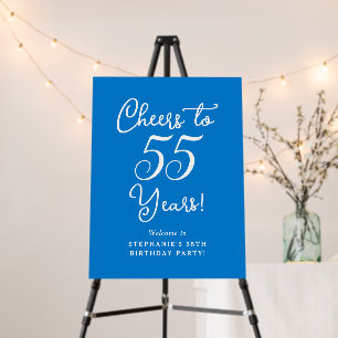 Blue Cheers to 55 Years 55th Birthday Welcome Sign