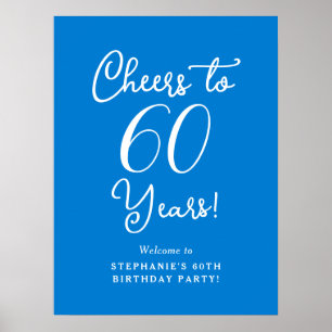 Blue Cheers to 60 Years Birthday Welcome Sign