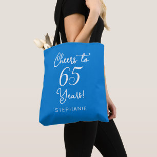Blue Cheers to 65 Years 65th Birthday Party Tote Bag