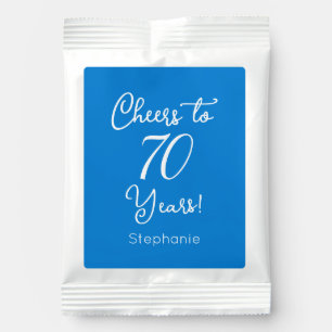 Blue Cheers to 70 Years 70th Birthday Favor Hot Chocolate Drink Mix