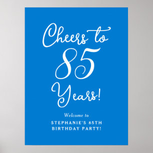 Blue Cheers to 85 Years Birthday Welcome Sign