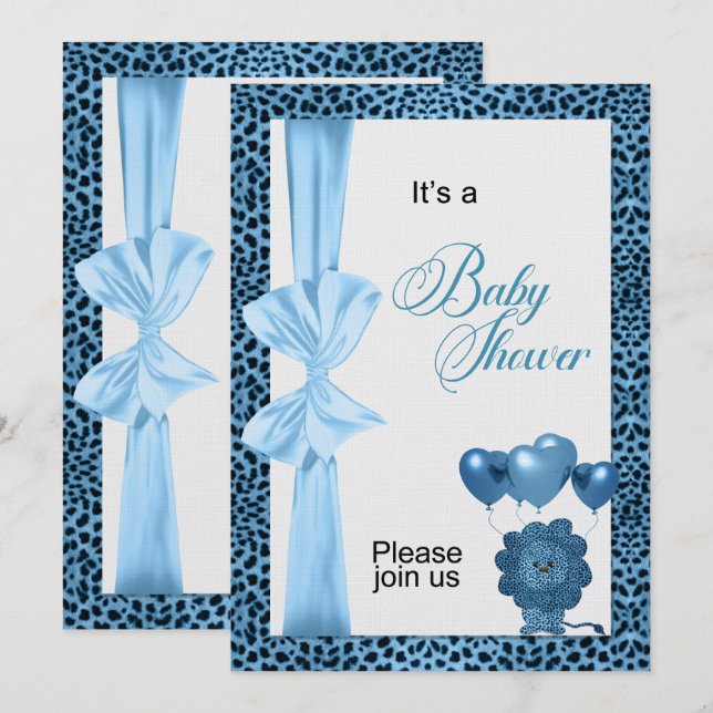 Blue Cheetah Print Baby Shower Invitation (Front/Back)